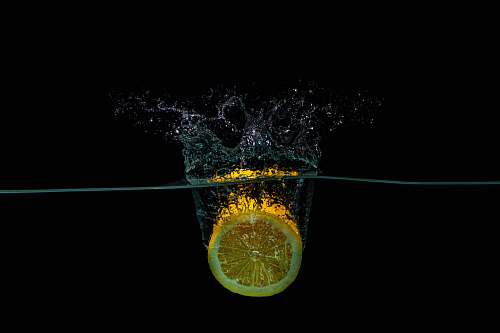 citrus fruit orange splashing water plant